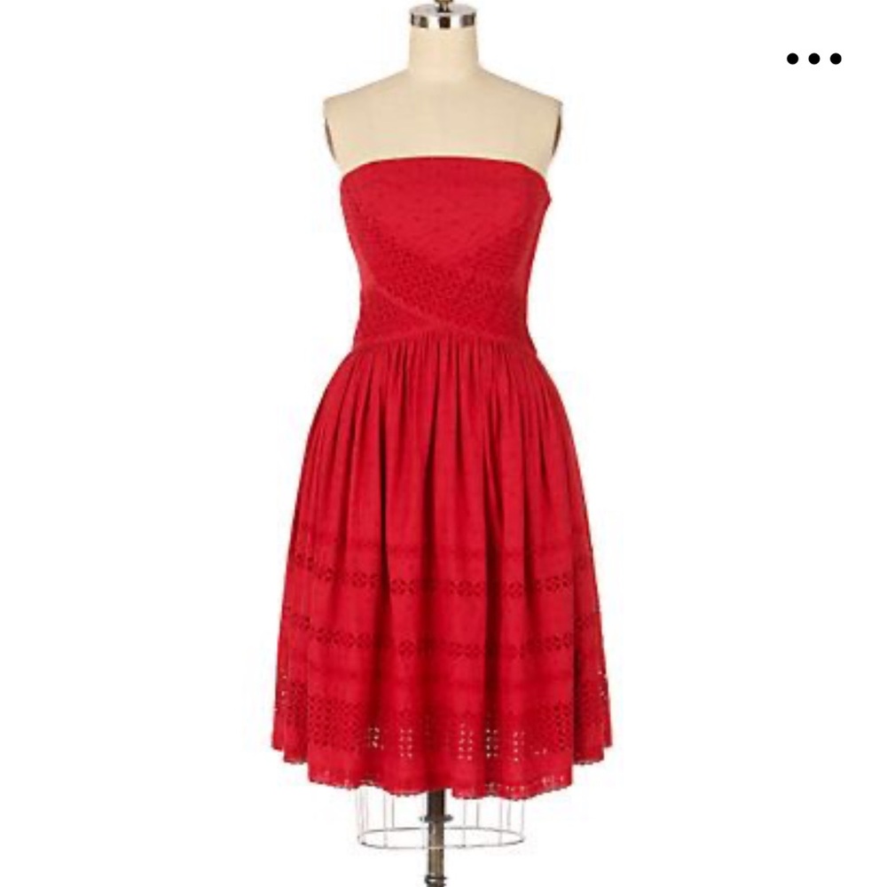 Anthropologie Viola Strapless Dress, Red | Size 2